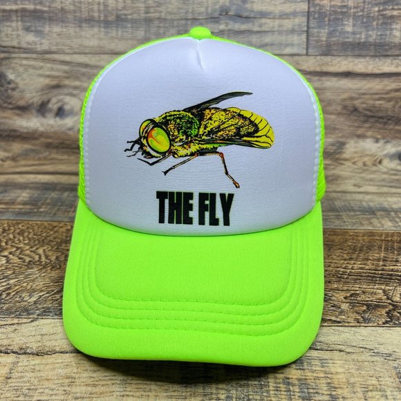 The Fly Mens Trucker Hat Neon Green Snapback 1986 Jeff Goldblum Cult Horror Cap - Picture 2 of 8